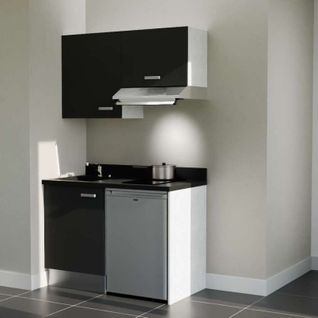 K01 : Noir - Plan Monobloc Nero Évier à Gauche + Electro Inox