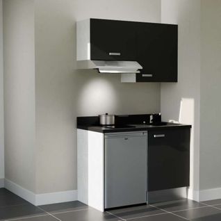 K01 : Noir - Plan Monobloc Nero Évier à Droite + Electro Inox