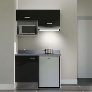 K02 : Noir - Plan Monobloc Cromo Évier à Gauche + Electro Inox