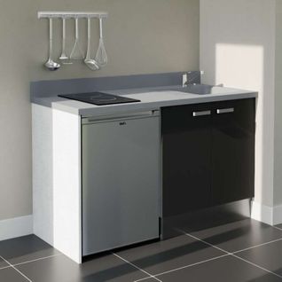 K17 : Noir - Plan Monobloc Cromo Évier à Droite + Electro Inox