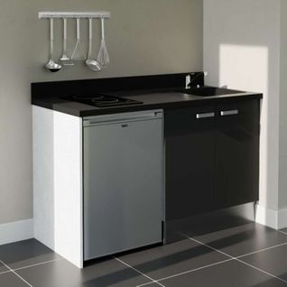 K17 : Noir - Plan Monobloc Nero Évier à Droite + Electro Inox