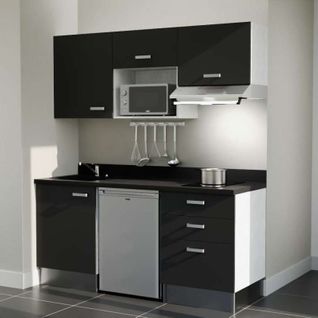 K20 : Noir - Plan Monobloc Nero Évier à Gauche + Electro Inox