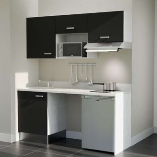 K55 : Noir - Plan Monobloc Snova Évier à Gauche + Electro Inox