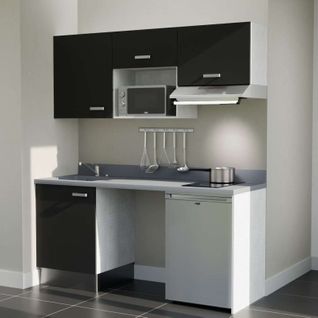 K55 : Noir - Plan Monobloc Cromo Évier à Gauche + Electro Inox