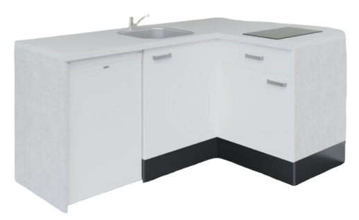 Kitchenette D'angle Ka01l-pt-façade Blanc-plan Blanc-evier Inox-crédences Non+electro Blanc