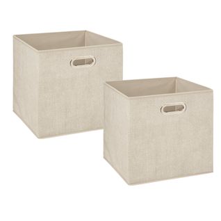 Lot De 2 Boîtes De Rangement Beige Chiné 31 X 31 Cm