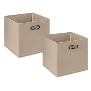 Lot De 2 Boîtes De Rangement Beige Lin 31 X 31 Cm
