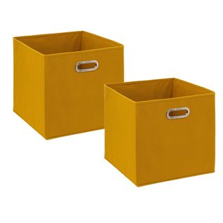 Lot De 2 Boîtes De Rangement Jaune Moutarde 31 X 31 Cm