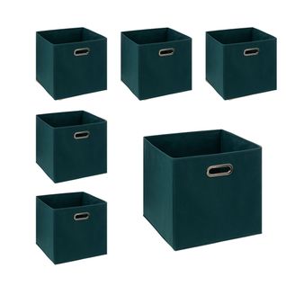 Lot De 6 Boîtes De Rangement Bleu Pétrole 31 X 31 Cm