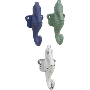Patère En Métal Hippocampe 4.5 X 5 X 11 Cm 3 Couleurs Assorties