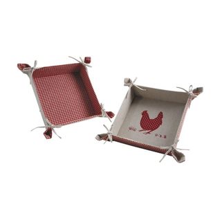 Corbeille En Coton Motif Poule (lot De 2)