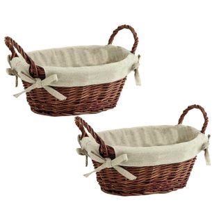 Corbeille En Osier Doublée Jute Lot De 2