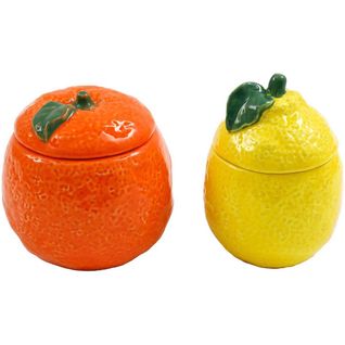 Boite De Conservation Agrumes En Porcelaine (lot De 2)