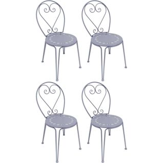 Chaise Détente En Fer Belle Époque Lot De 4