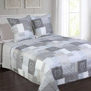 Couvre Lit Courchevel Gris 230x250 + 2 Taies 65x65