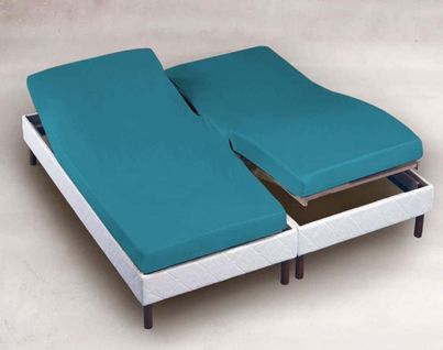 Drap Housse 2x80x200 Cm Bleu Canard Tpr