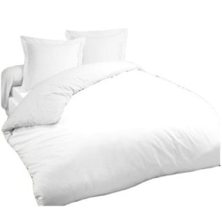 Housse De Couette + Taies Blanches 100 % Coton Premium - Spéciales Locations Et Hôtels, Respirantes