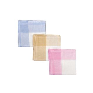 Lot De 12 Mouchoirs En Tissu Femme Bleu, Rose Et Beige 100% Coton 28x28 Cm