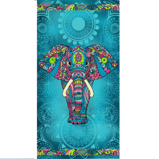 Serviette De Plage Éléphant Sur Fond Bleu Foncé 90x170cm
