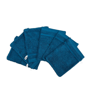 Lot De 6 Gants De Toilette 100% Coton 550g Turquoise Foncé