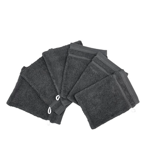 Lot De 6 Gants De Toilette 100% Coton 550g Gris Foncé
