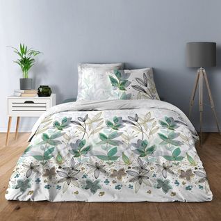 Housse De Couette 200x200 Avec Taies Carrées Summer Flower Pur Coton