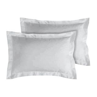 Lot De 2 Taies D'oreiller Percale 80 Fils à Volant Plat - 100 % Coton Fibres Longues, Douceur