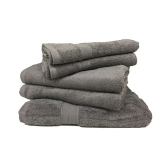 Lot De 5 Serviettes De Bain Éponge 600 G/m² Gris Anthracite - 100 % Coton Qualité Supérieure,