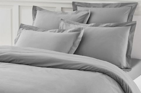 Housse De Couette 240x280 Unie Gris Souris Coton + 2 Taies Assorties
