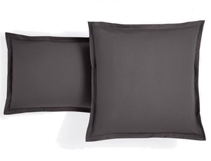 Housse De Couette 240x280 Unie Anthracite + 2 Taies Assorties