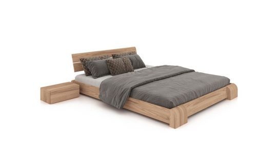 Lit Bas Japonais Adulte En Bois Massif Blanchi 140x190 - Tokyo Avec 2 Chevets