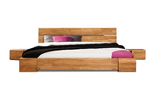 Lit Design En Chêne Massif - Tokyo Bas 180 X 200 Cm Avec 2 Chevets