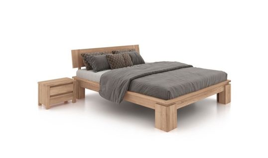 Lit Moderne En Bois Massif Blanchi 140x190 - Vinci Haut Avec 2 Chevets