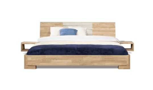 Lit En Bois Massif Design Blanchi 140x190 - Zenno Bas Avec 2 Chevets