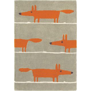 Tapis Enfant Fait Main Fox Orange 120x180 En Laine Idéal Pour Une Chambre