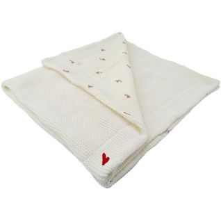 Couverture Double Face - Maternity Love - 75 X 100 Cm - Grosse Maille Et Mousseline