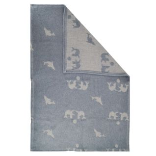 Couverture Chaude Pour Enfant Motif Animaux Marins - 80x100 Cm - Bleu Gris