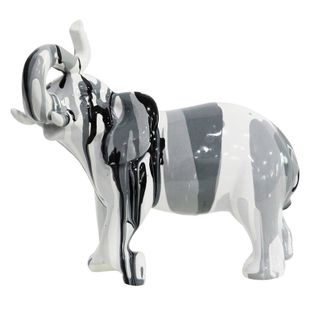 Statue Éléphant Avec Coulures Noir Gris Clair Et Foncé H20 Cm - Dumbo