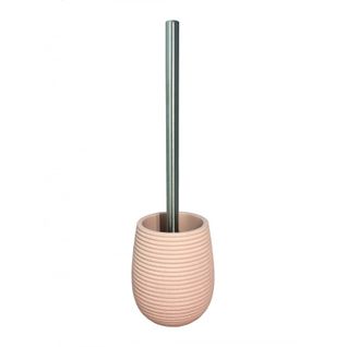 Brosse De Toilette Ronde Rose Et Tige En Métal - Sara