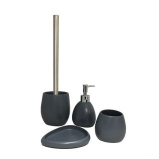 Set 4 Accessoires Gris Anthracite Salle De Bain - Lara