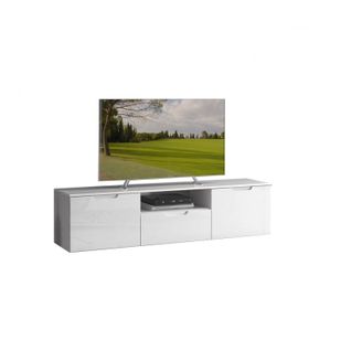 Meuble TV 170 Cm Blanc Laqué Et Mat 2 Portes 1 Tiroir - Pure