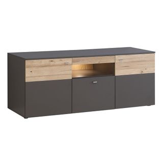 Meuble TV 150 Cm 2 Portes 1 Tiroir Décor Chêne Et Gris - Marbella