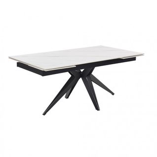 Table Extensible 160/240 Cm Céramique Blanc Marbré Pied Étoile - Nevada 06