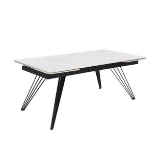 Table Extensible 160/240 Cm Céramique Blanc Marbré Pieds Filaires - Nevada 01