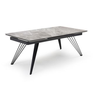 Table Extensible 160/240 Cm Céramique Gris Marbré Pied Filaire - Dakota 01