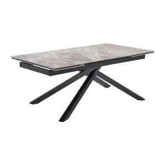 Table Extensible 160/240 Cm Céramique Gris Marbré Pied Torsadé - Dakota 05