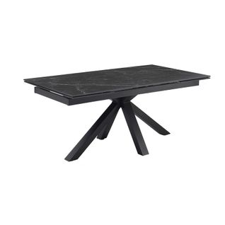 Table Extensible 160/240 Cm Céramique Noir Marbré Pied Croix - Indiana 04