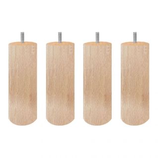 Lot De 4 Pieds De Meuble 15x6 Rond En Bois De Hêtre - Pieds De Lit