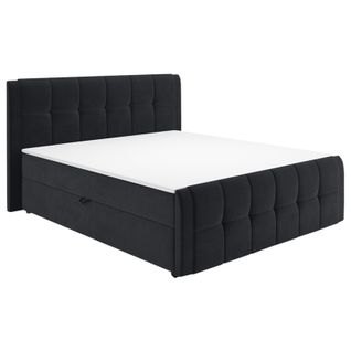 Lit Boxspring 160x200 Cm Anthracite 2 Coffres Latéraux - Riven