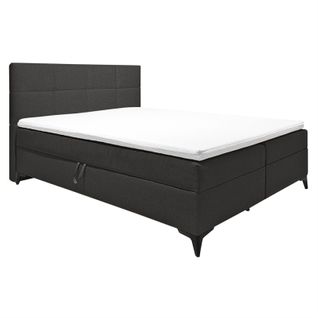 Lit Boxspring 160x200 Cm Anthracite + Matelas Et Surmatelas - Aisha